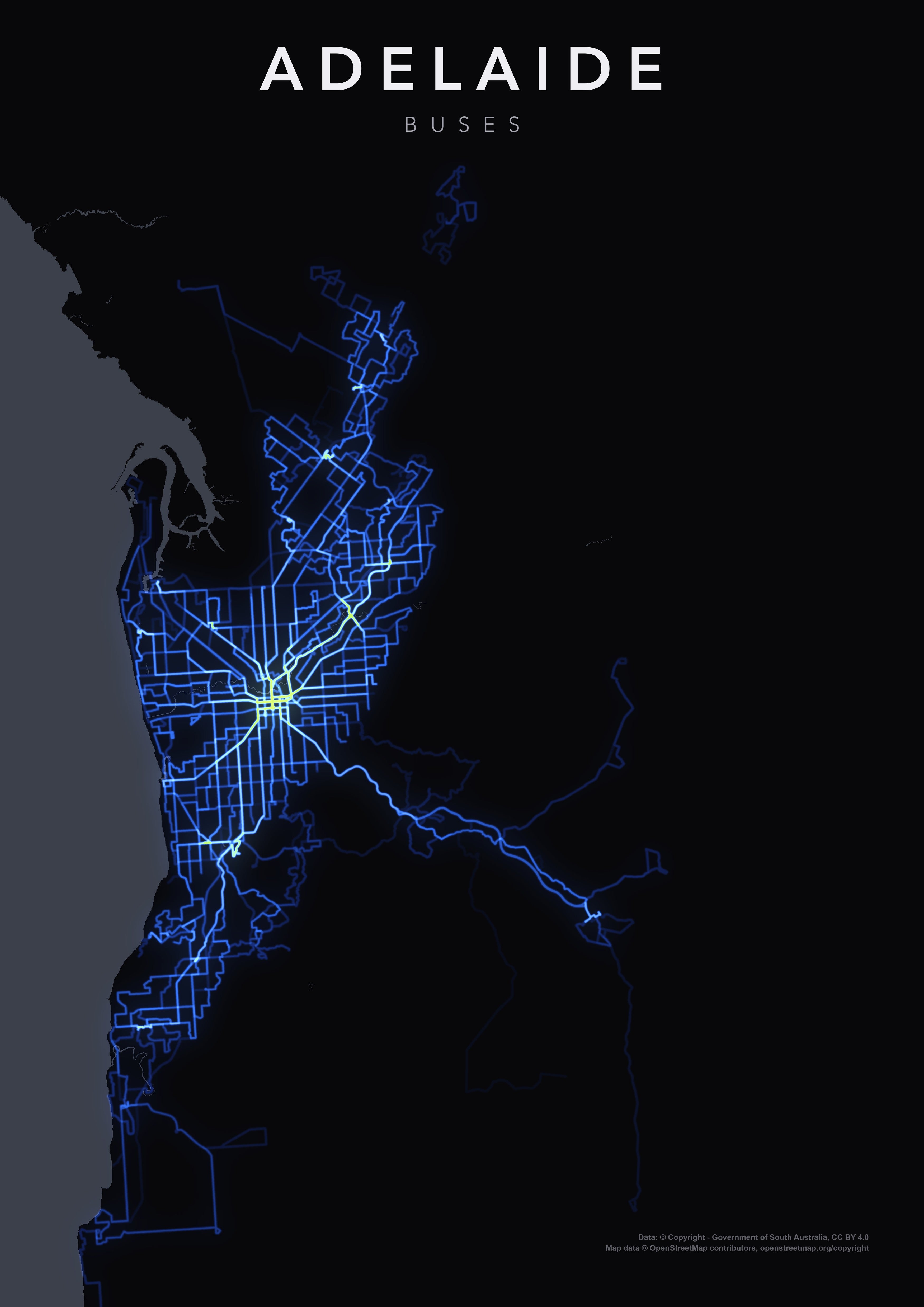 Full-resolution detail: Adelaide Buses poster, with city name