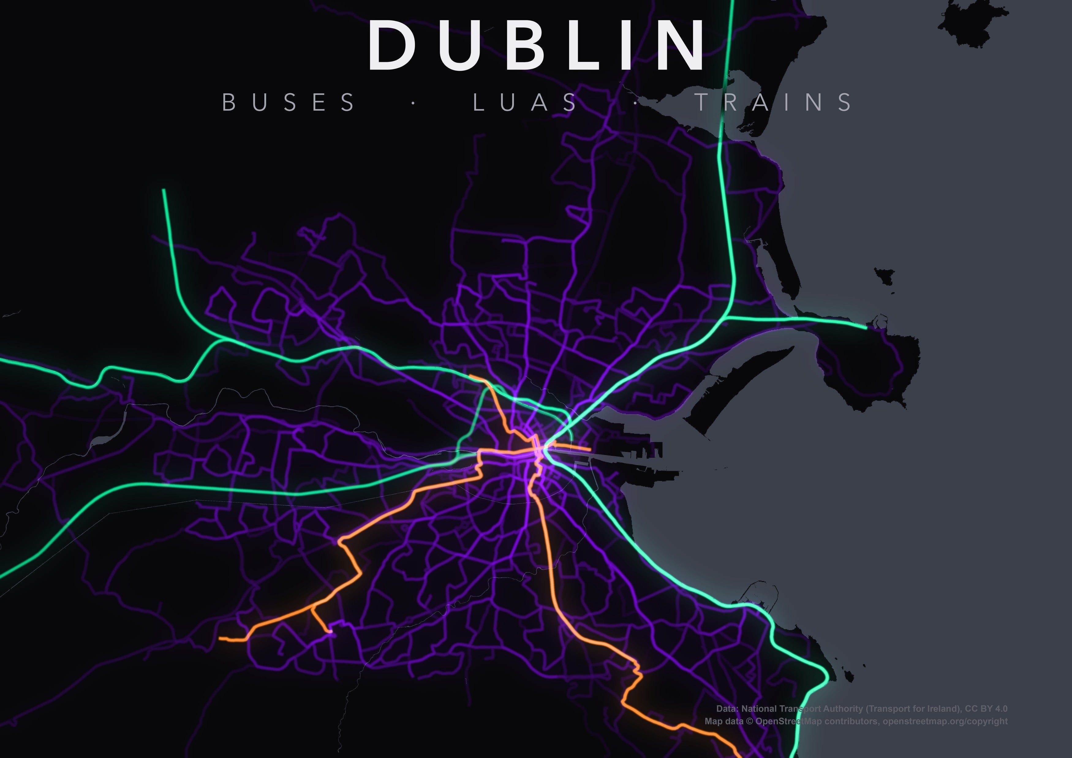 Full-resolution detail: Dublin Transit Network poster, with city name