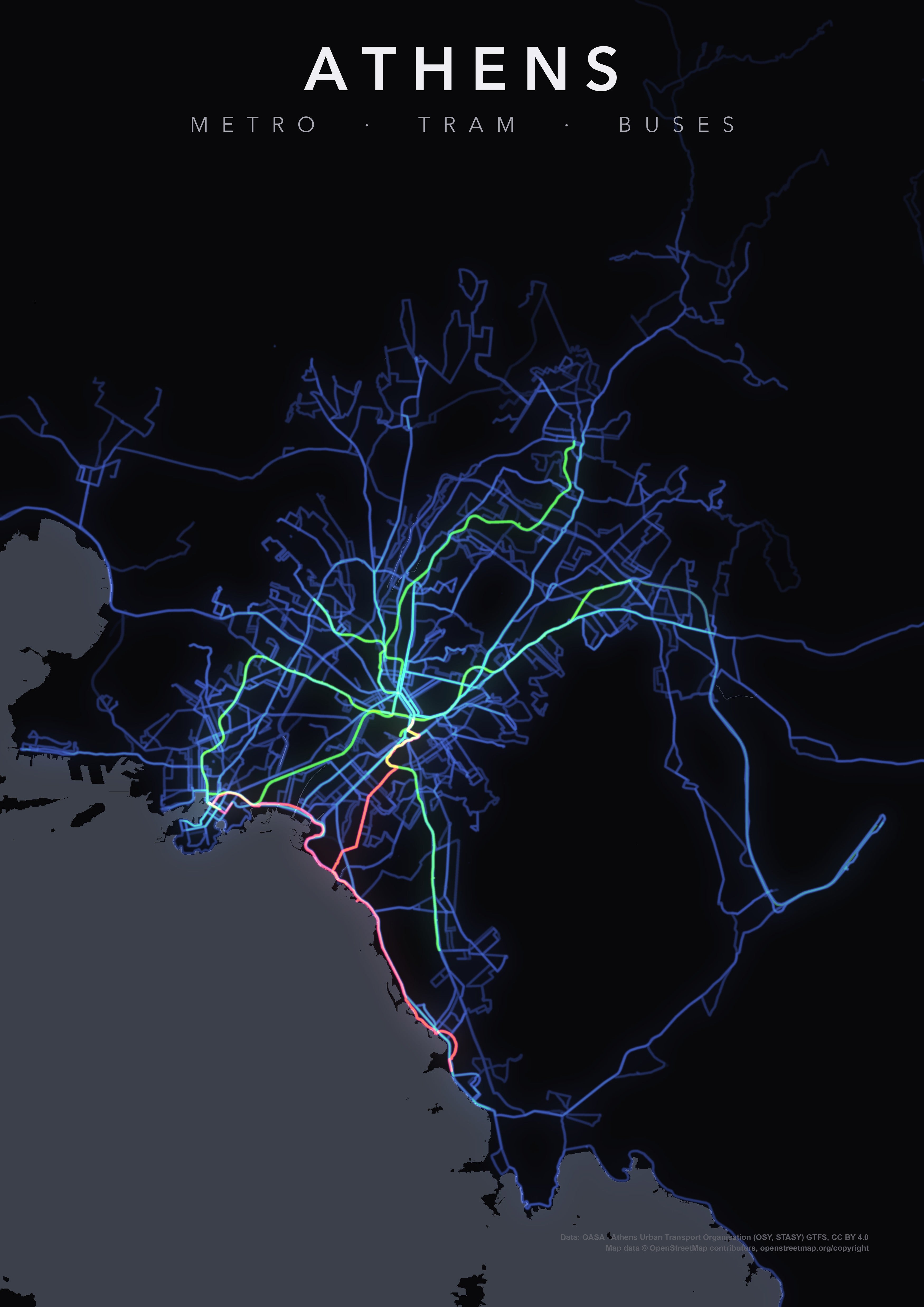 Full-resolution detail: Athens Transit Network poster, with city name