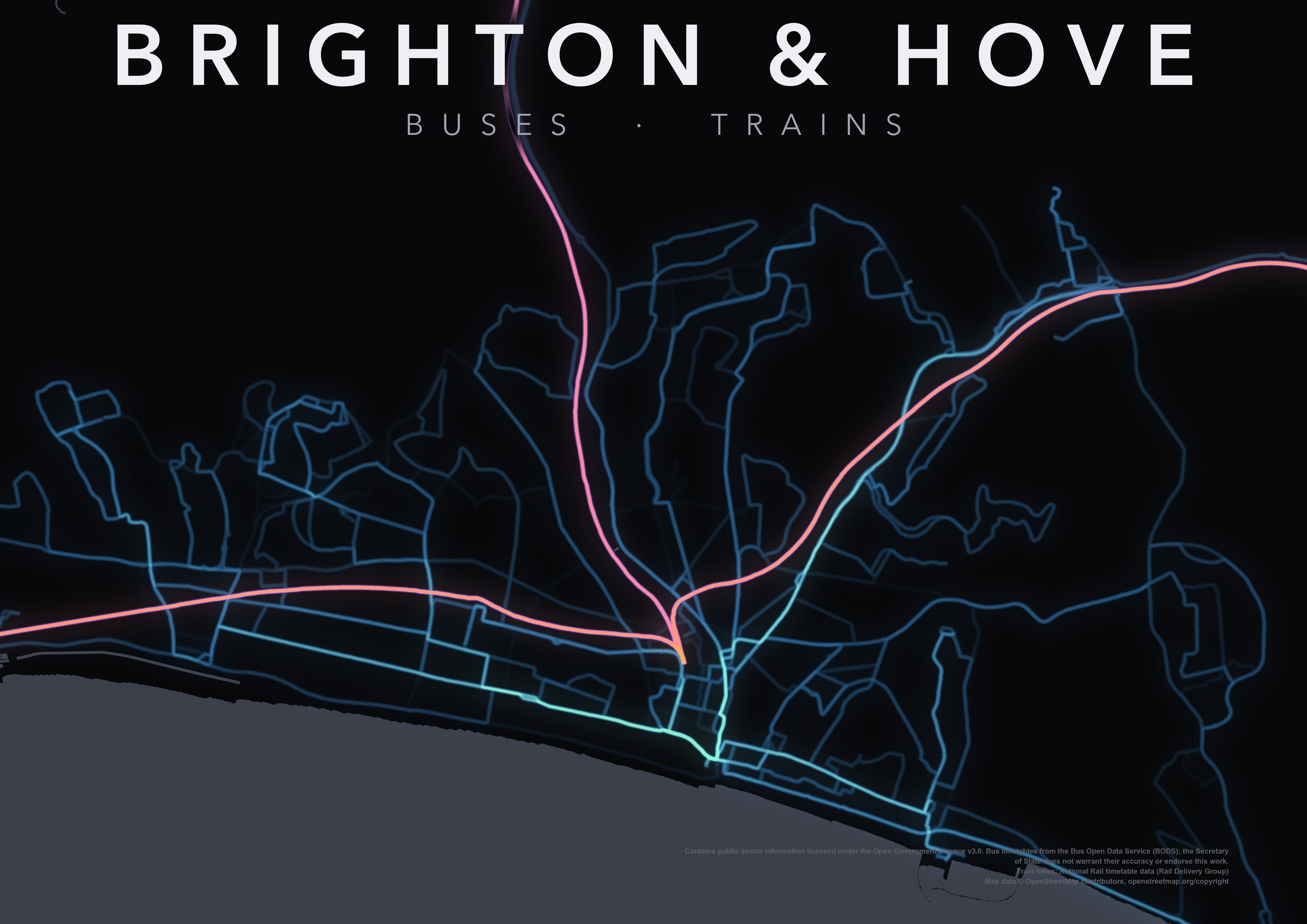 Full-resolution detail: Brighton & Hove Transit Network poster, with city name
