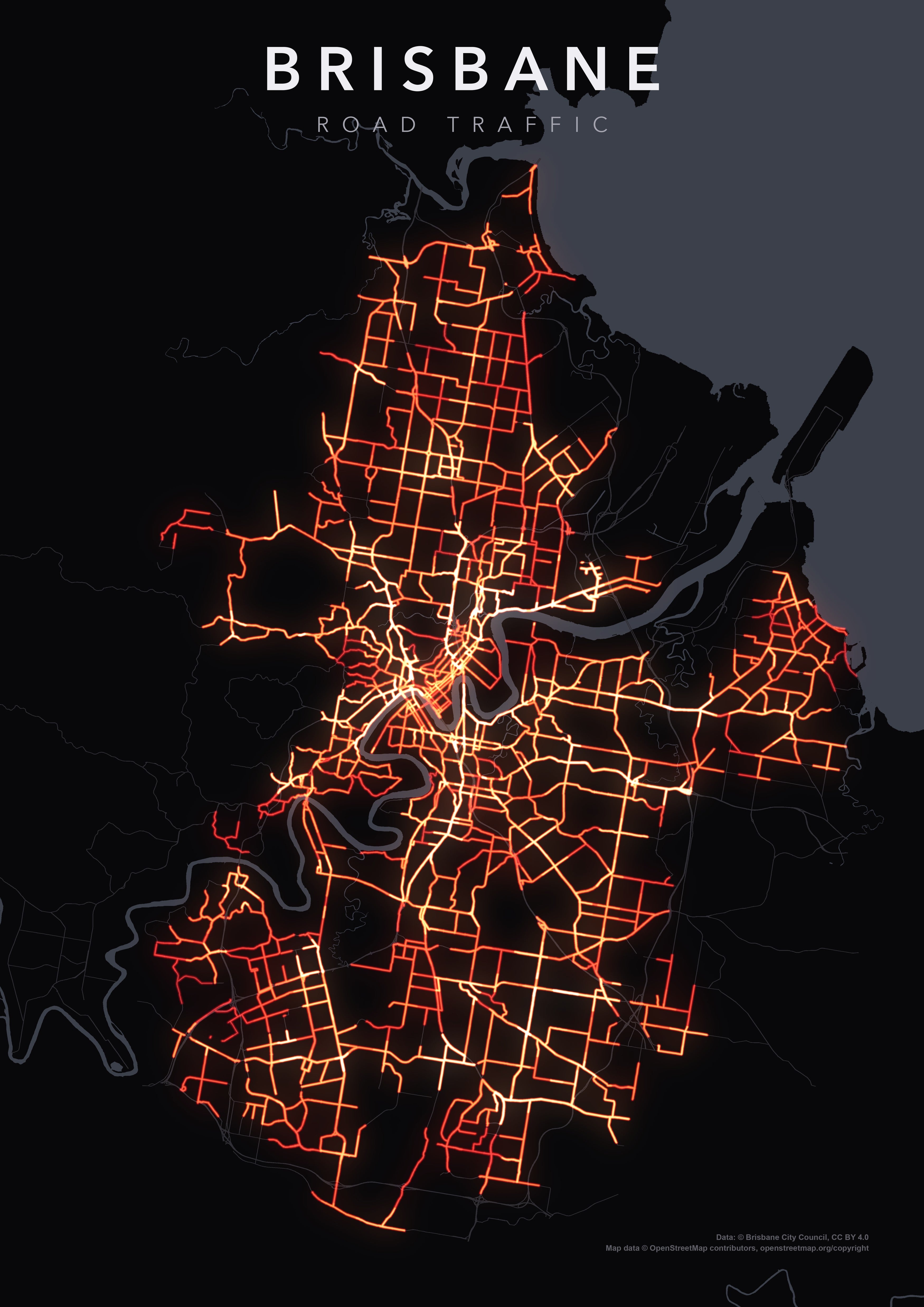 Full-resolution detail: Brisbane Traffic poster, with city name