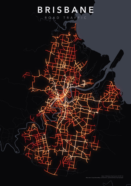 Full-resolution detail: Brisbane Traffic poster, with city name