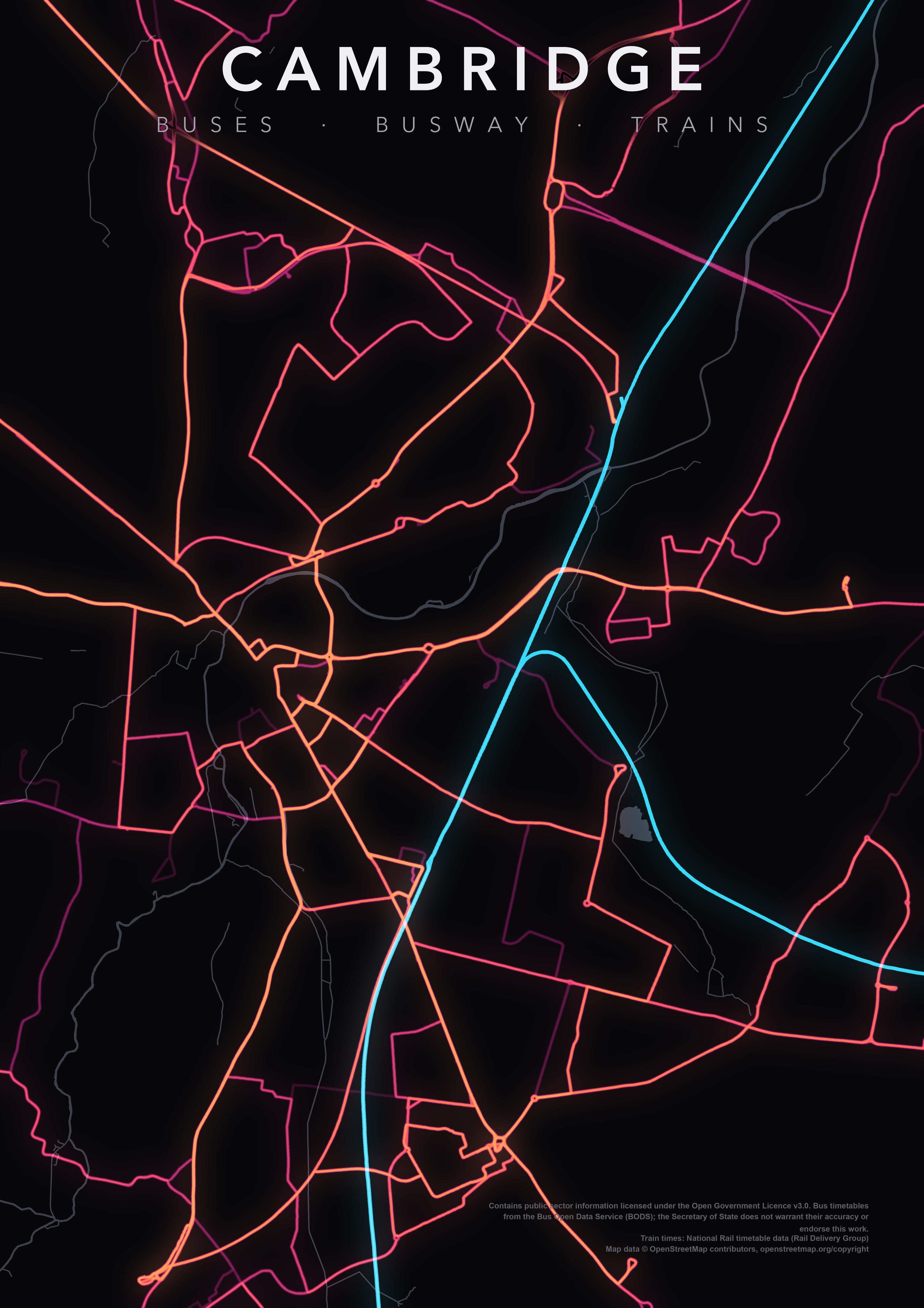 Full-resolution detail: Cambridge Transit Network poster, with city name