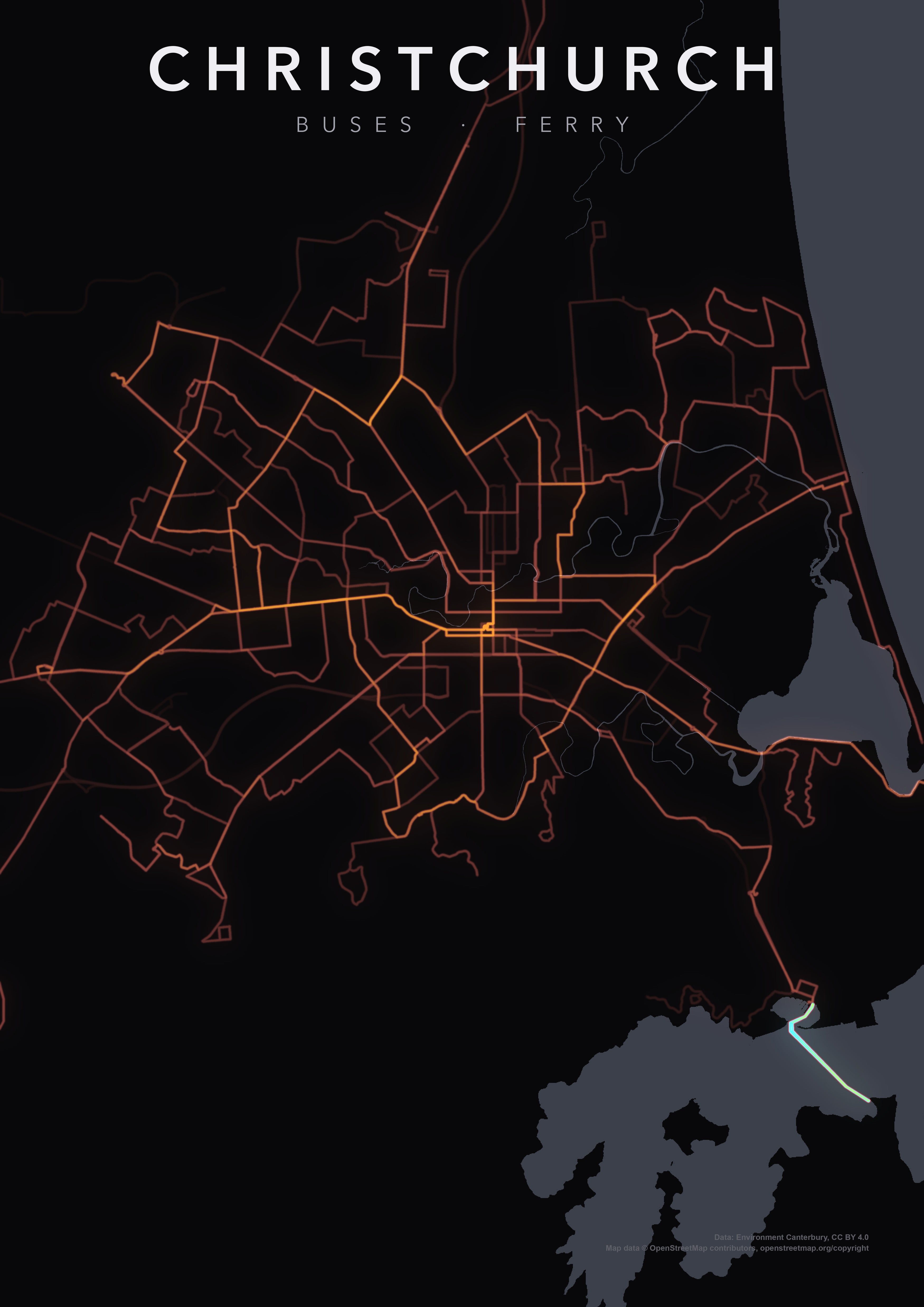 Full-resolution detail: Christchurch Transit Network poster, with city name