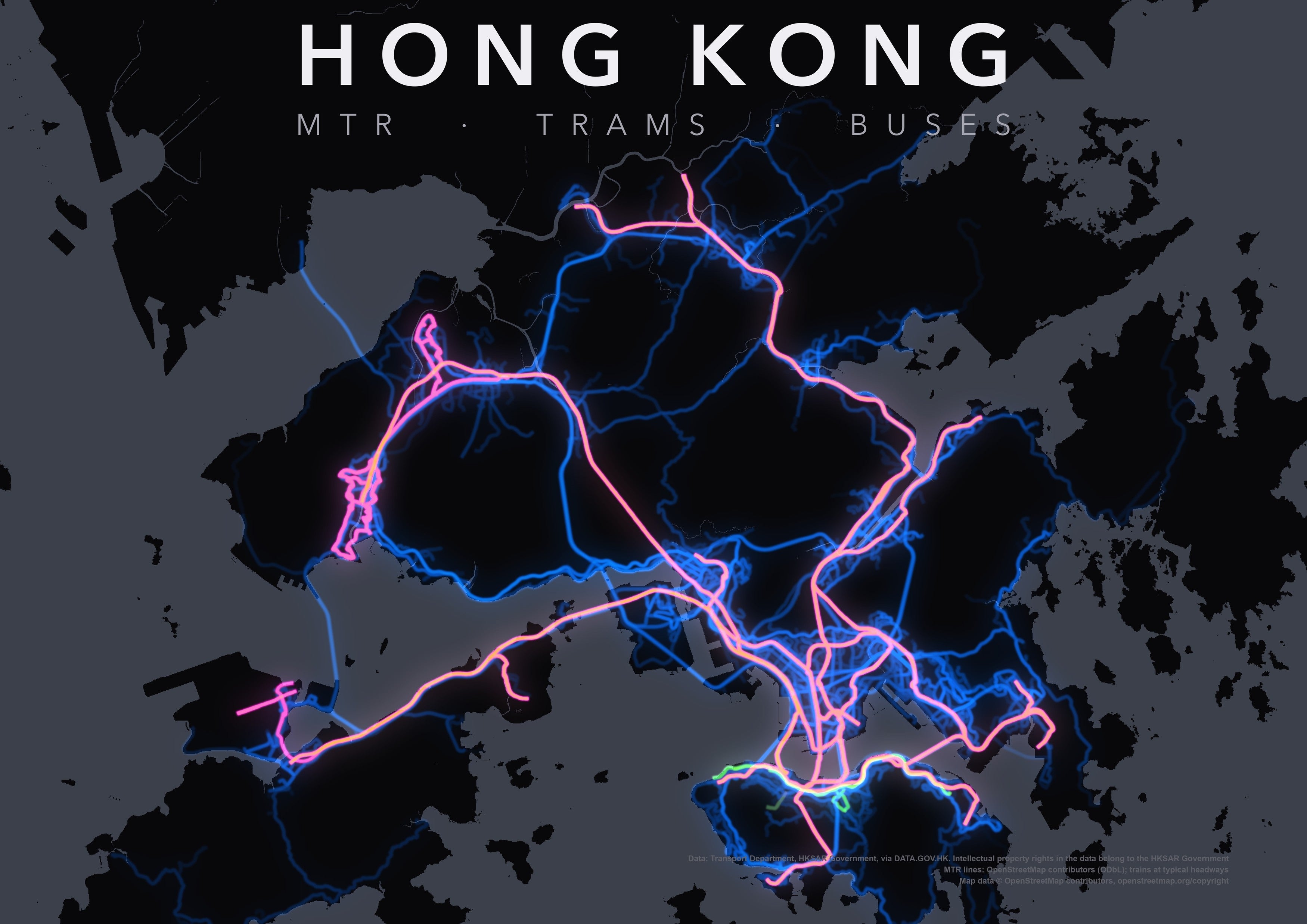 Full-resolution detail: Hong Kong Transit Network poster, with city name