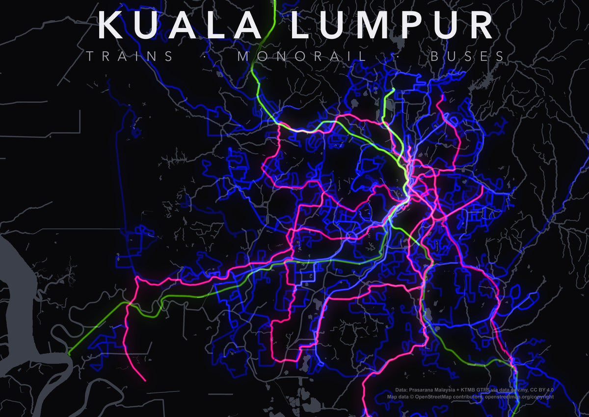 Full-resolution detail: Kuala Lumpur Transit Network poster, with city name