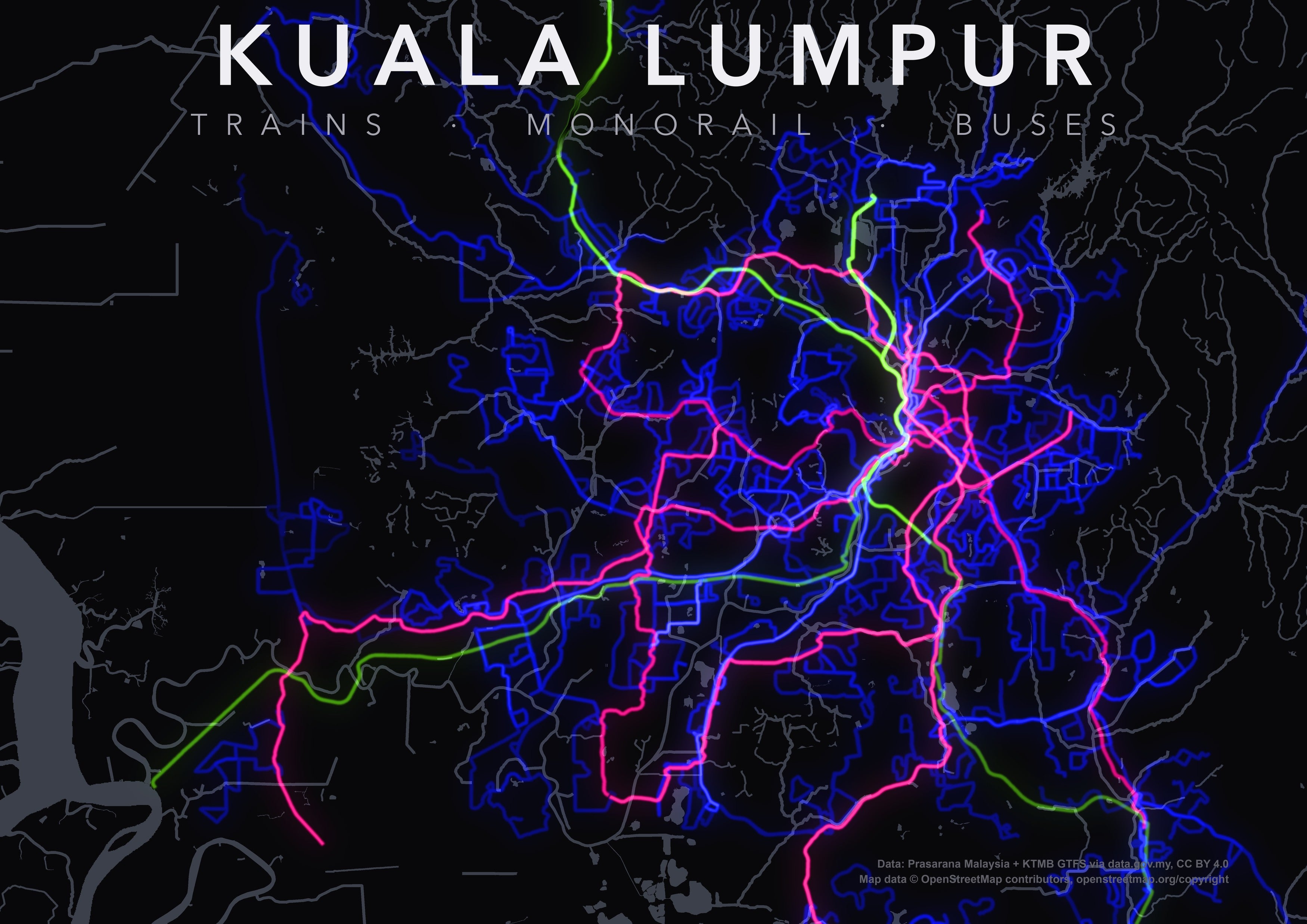 Full-resolution detail: Kuala Lumpur Transit Network poster, with city name