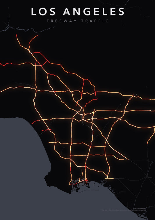 Full-resolution detail: Los Angeles Freeway Traffic poster, with city name