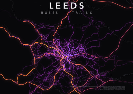 Full-resolution detail: Leeds Transit Network poster, with city name