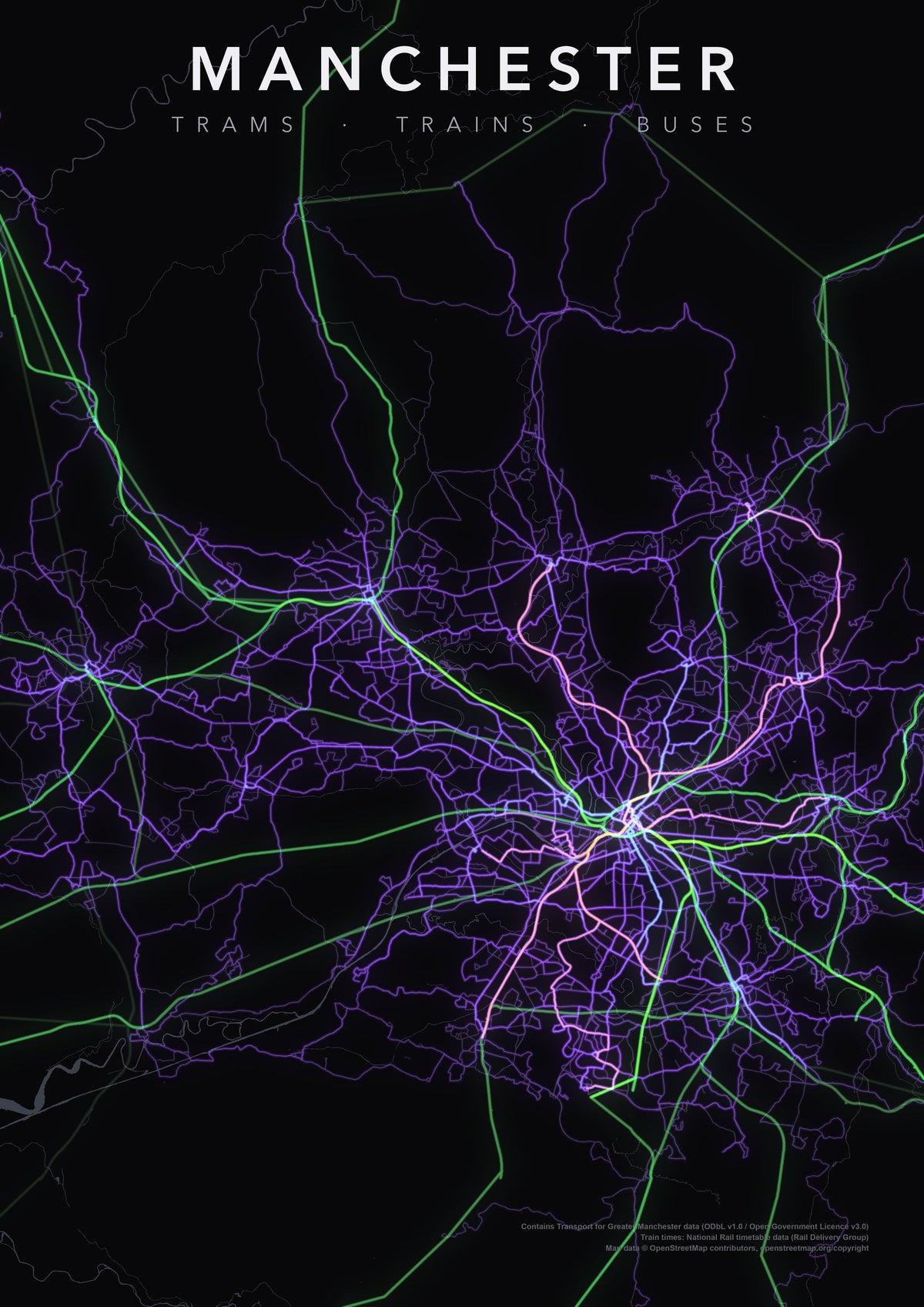 Full-resolution detail: Manchester Transit Network poster, with city name