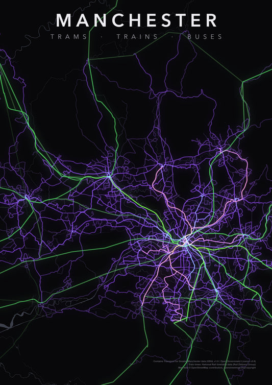 Full-resolution detail: Manchester Transit Network poster, with city name