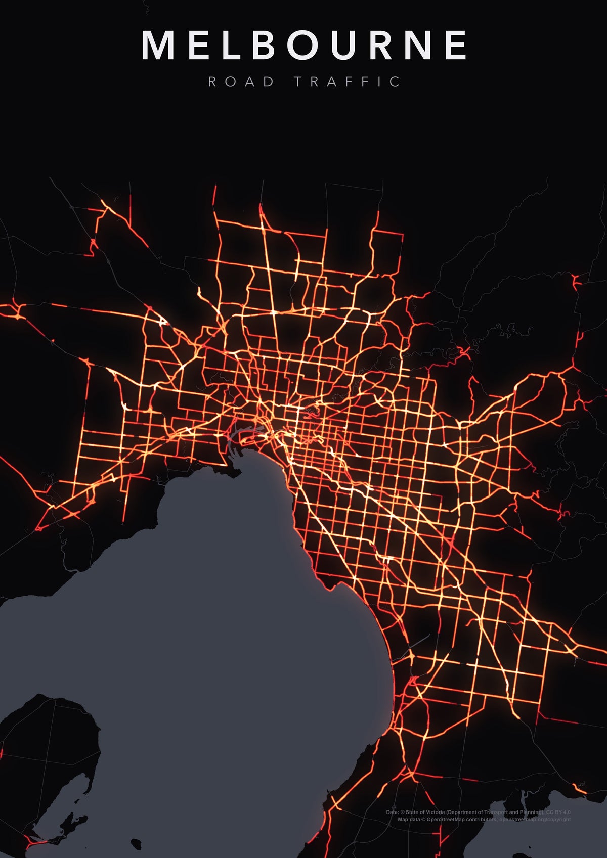 Full-resolution detail: Melbourne Traffic poster, with city name