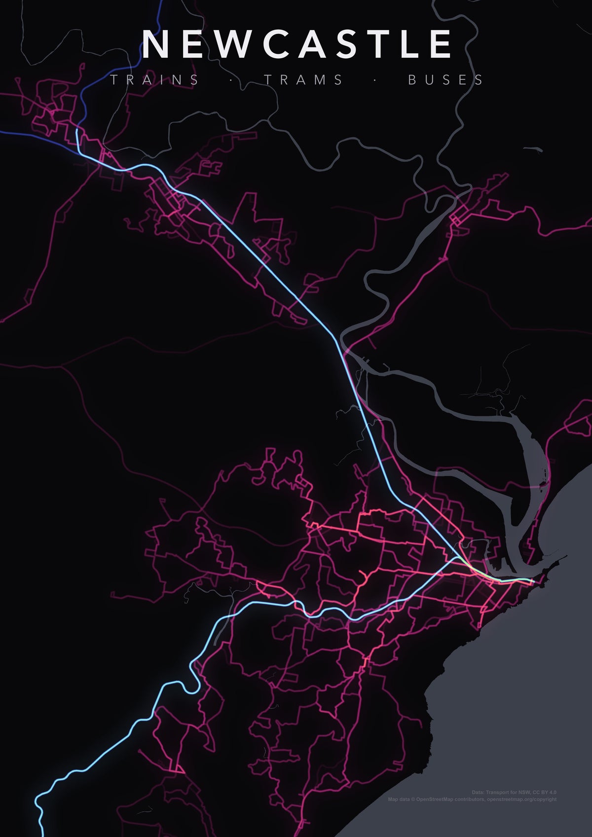 Full-resolution detail: Newcastle Transit Network poster, with city name