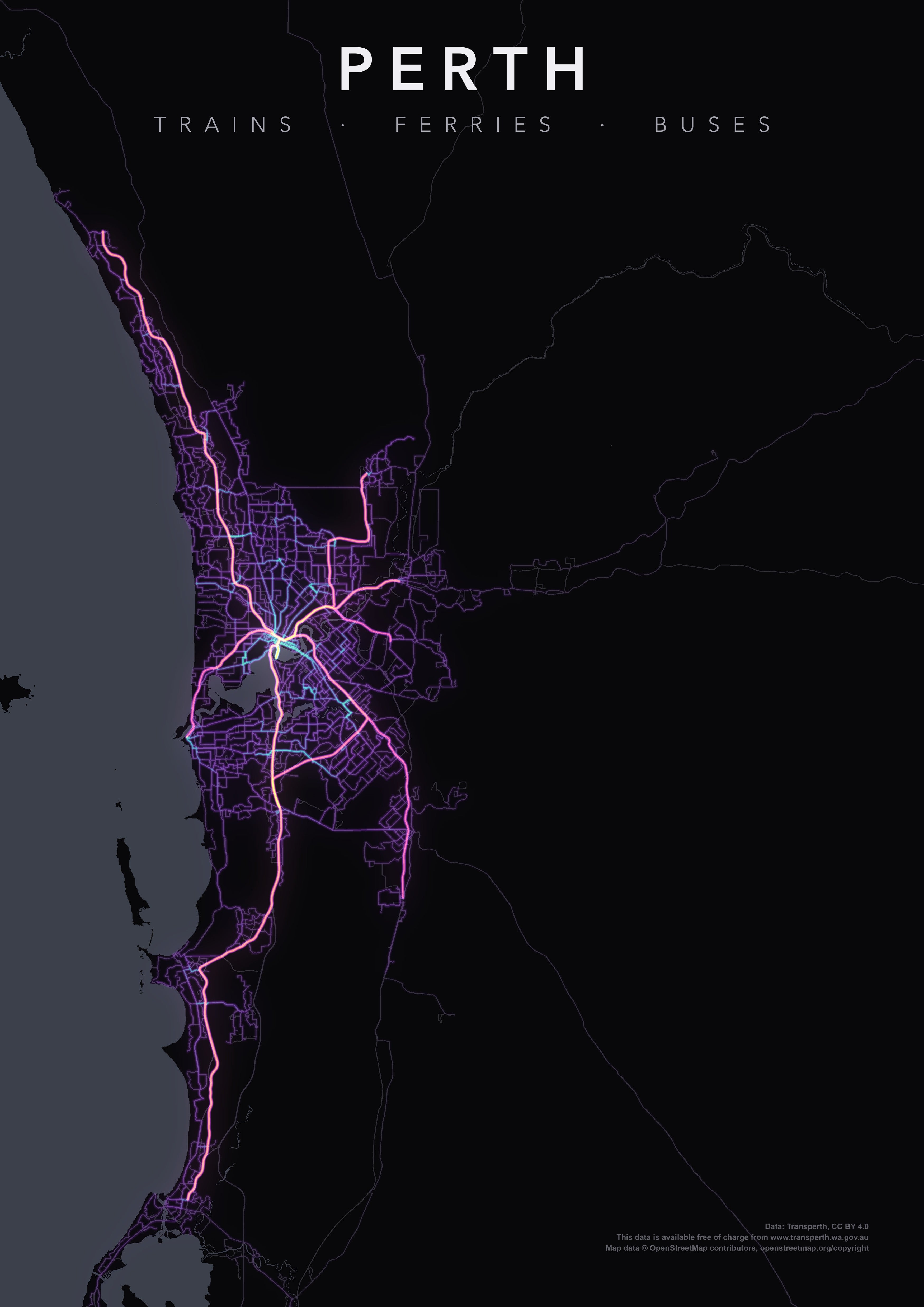 Full-resolution detail: Perth Transit Network poster, with city name