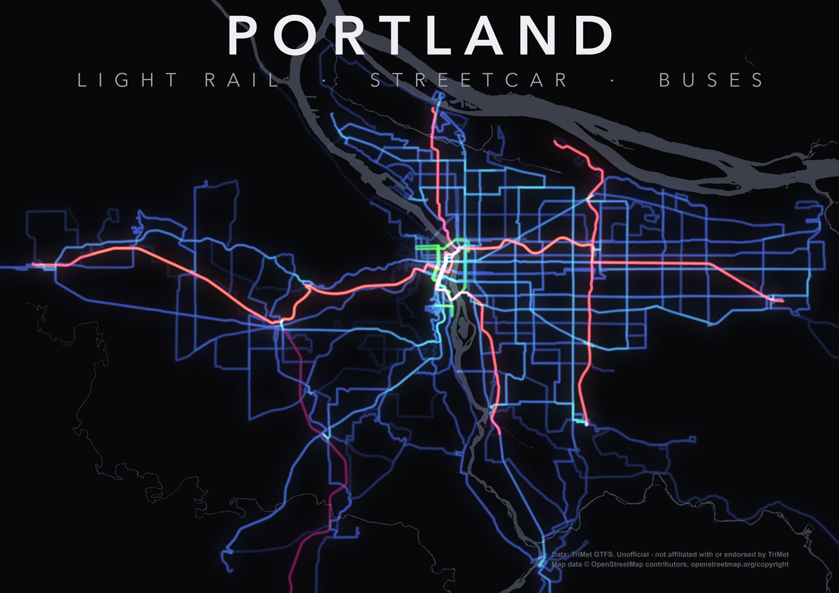 Full-resolution detail: Portland Transit Network poster, with city name