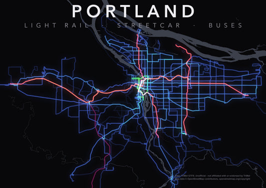 Full-resolution detail: Portland Transit Network poster, with city name