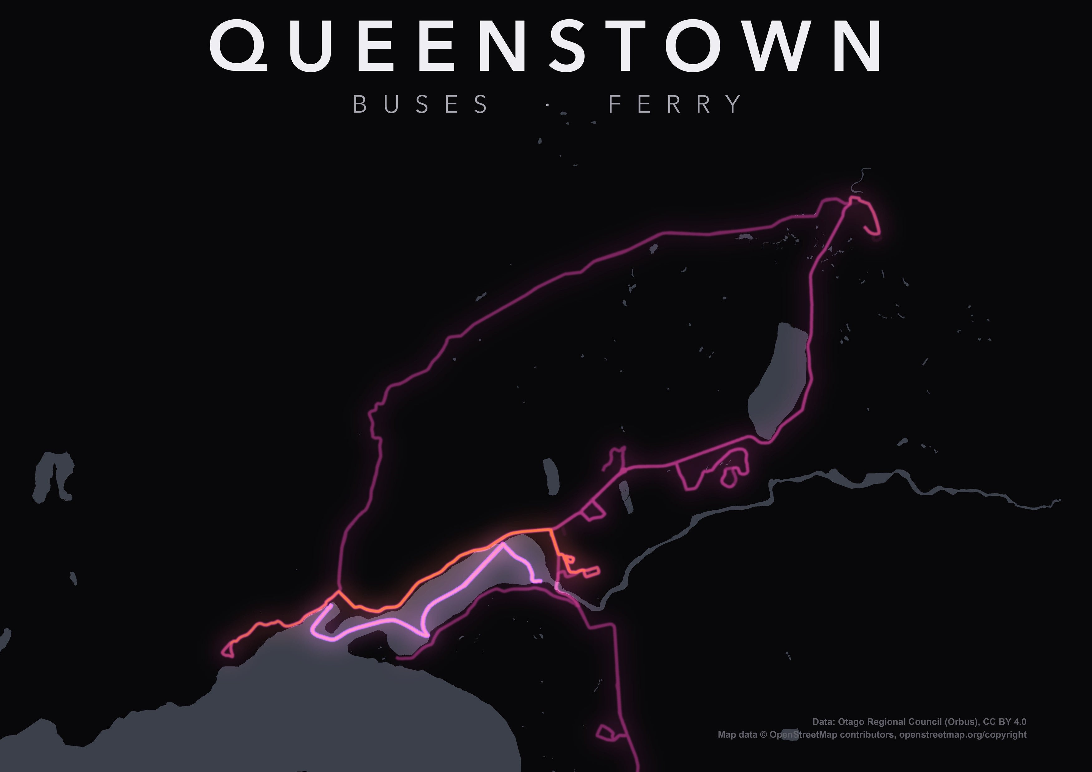 Full-resolution detail: Queenstown Transit Network poster, with city name