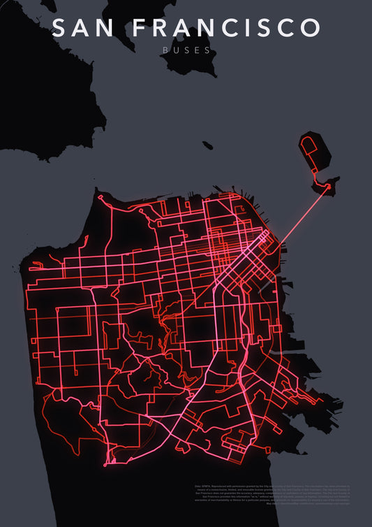 Full-resolution detail: San Francisco Buses poster, with city name