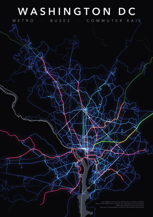 Full-resolution detail: Washington DC Transit Network poster, with city name
