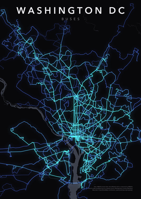 Full-resolution detail: Washington DC Buses poster, with city name
